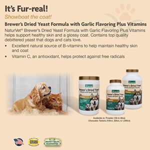 NaturVet Brewers Dried Yeast Formula with Garlic Flavoring Plus Vitamins for Dogs and Cats, Chewable Tablets, Made in The USA with Globally Source Ingredients 1000 Count