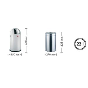 Wesco Pushboy Junior - German Made - Push Door Trash Can, Powder Coated Steel, 5.8 Gallon / 21 L , Almond