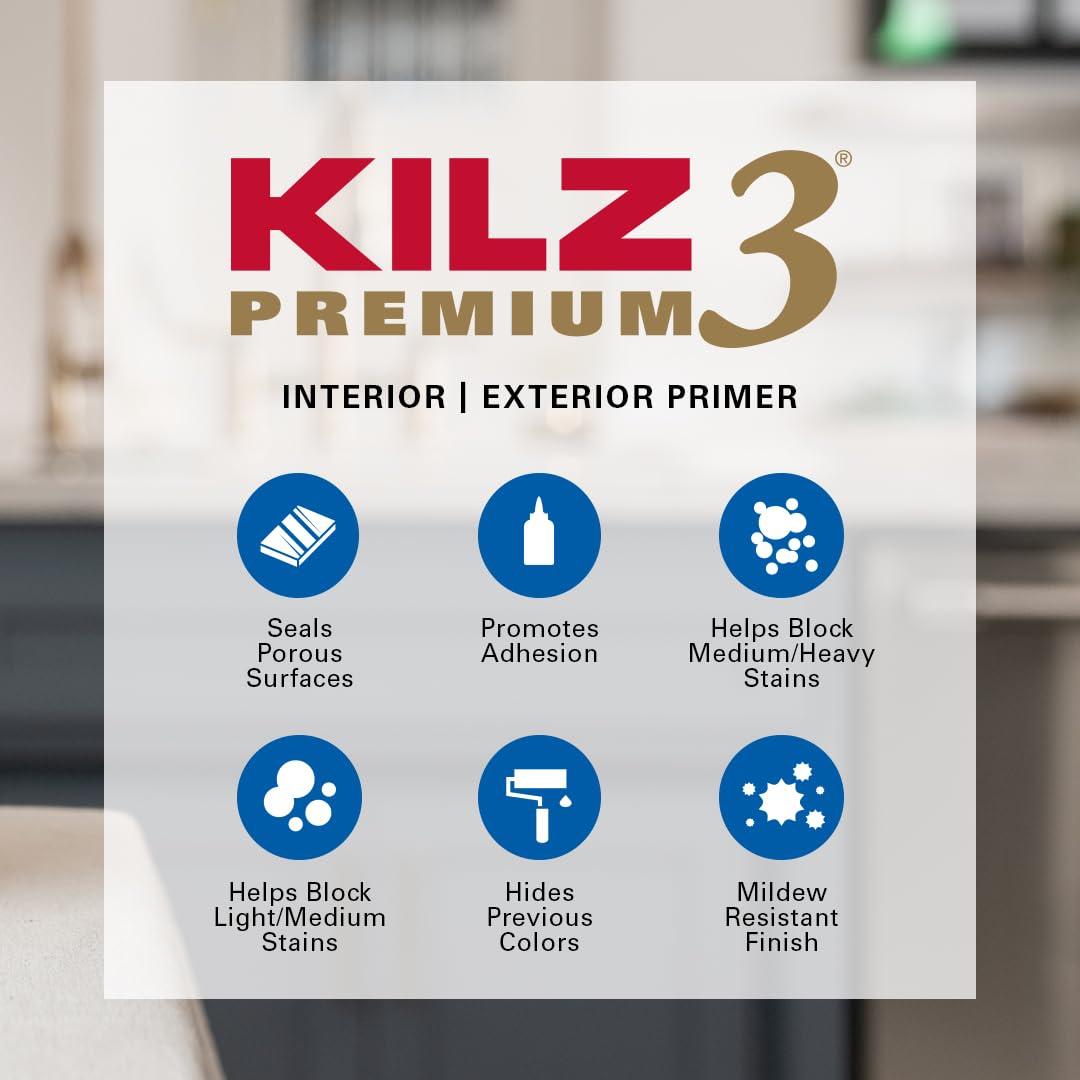 KILZ 3 Premium Primer, Interior/Exterior, 5 Gallon