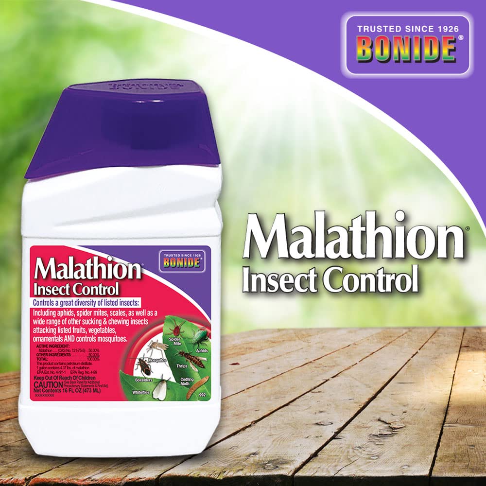 Bonide Malathion Insect Control, 16 oz Ready-to-Mix Concentrate Bug & Spider Mite Killer for Outdoor Garden Use