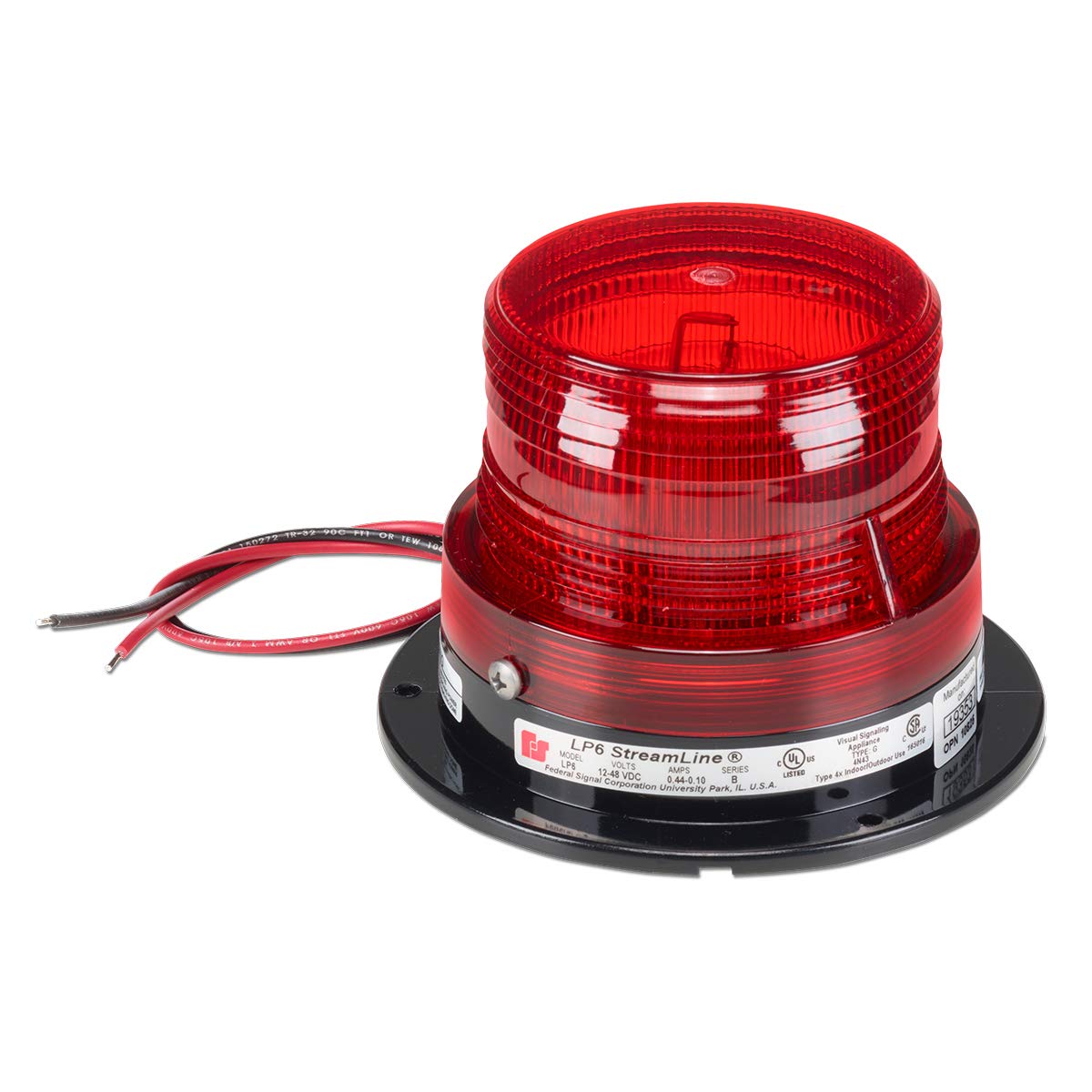 Federal Signal Low Profile Warning Light, Strobe, Red