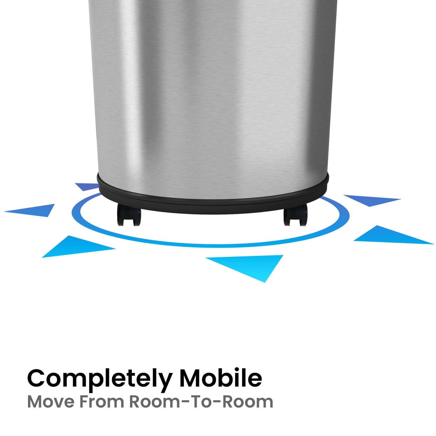 iTouchless Attachable Mobile Wheels for all Stainless Steel ONLY Sensor Rectangular and Round Shape Trash Cans and Open Top Trash Cans from 8 gallon to 23 gallon models