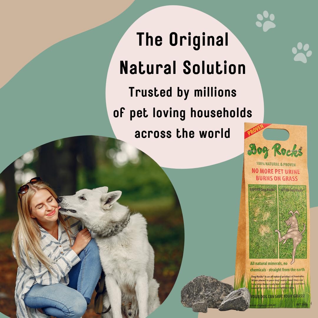 Dog Rocks Dog Pee Grass Neutralizer for Green Grass in 3-5 Weeks | Dog Grass Saver Rock | 100% Natural Urine Neutralizer for Lawn | 200 grams