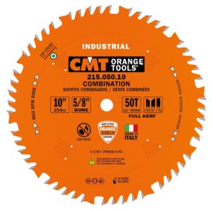 cmt 215.050.10 industrial combination blade, 10-inch x 50 teeth 4atb+1tcg grind with 5/8-inch bore, ptfe coating