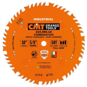 CMT 215.050.10 Industrial Combination Blade, 10-Inch x 50 Teeth 4ATB+1TCG Grind with 5/8-Inch Bore, PTFE Coating