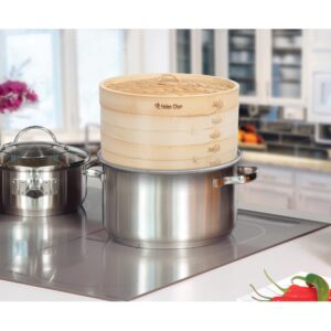 Helen’s Asian Kitchen Bamboo Food Steamer with Lid, 10-Inch