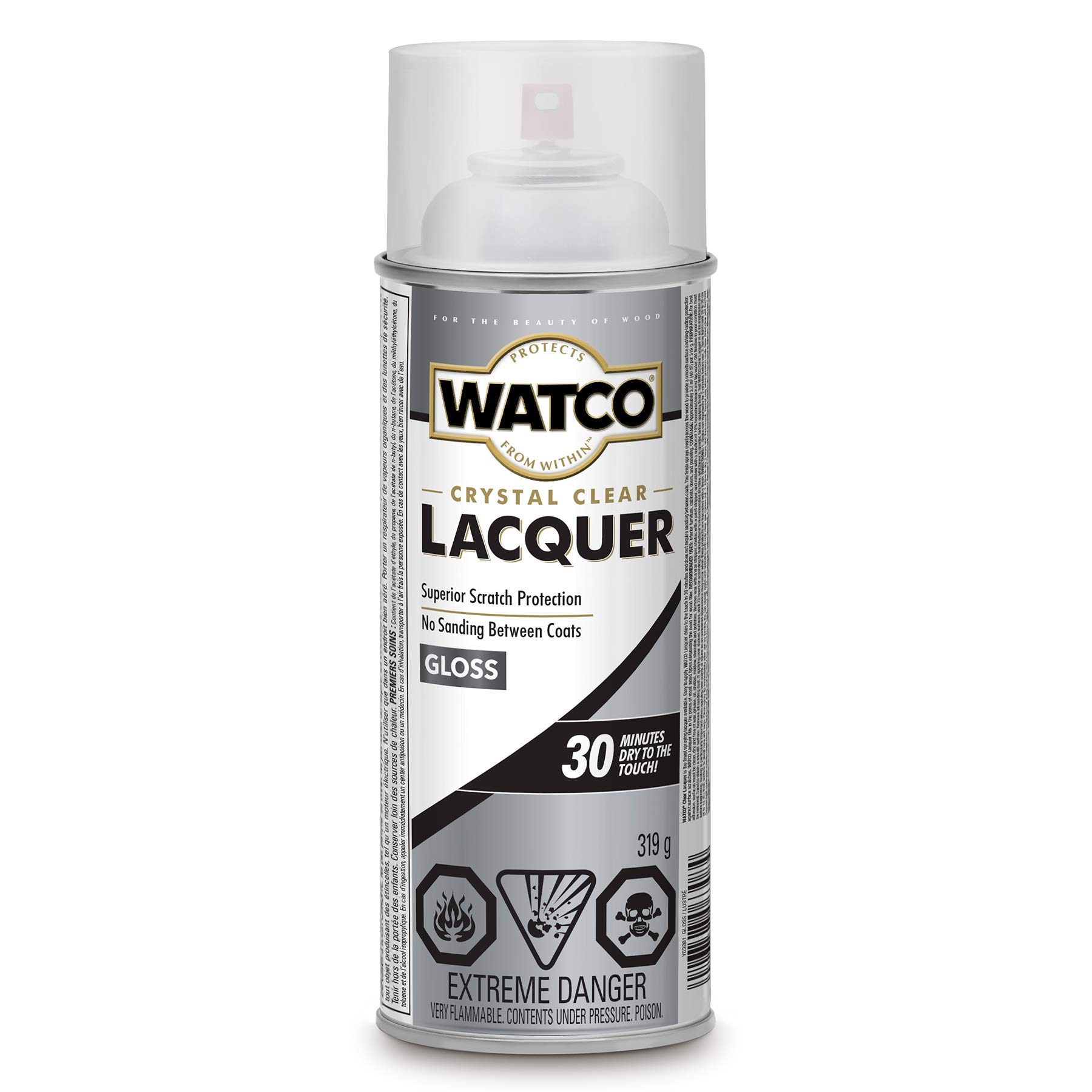 Watco 63081 Lacquer Finish, 11.25 Oz Spray (Pack of 1), Clear Gloss