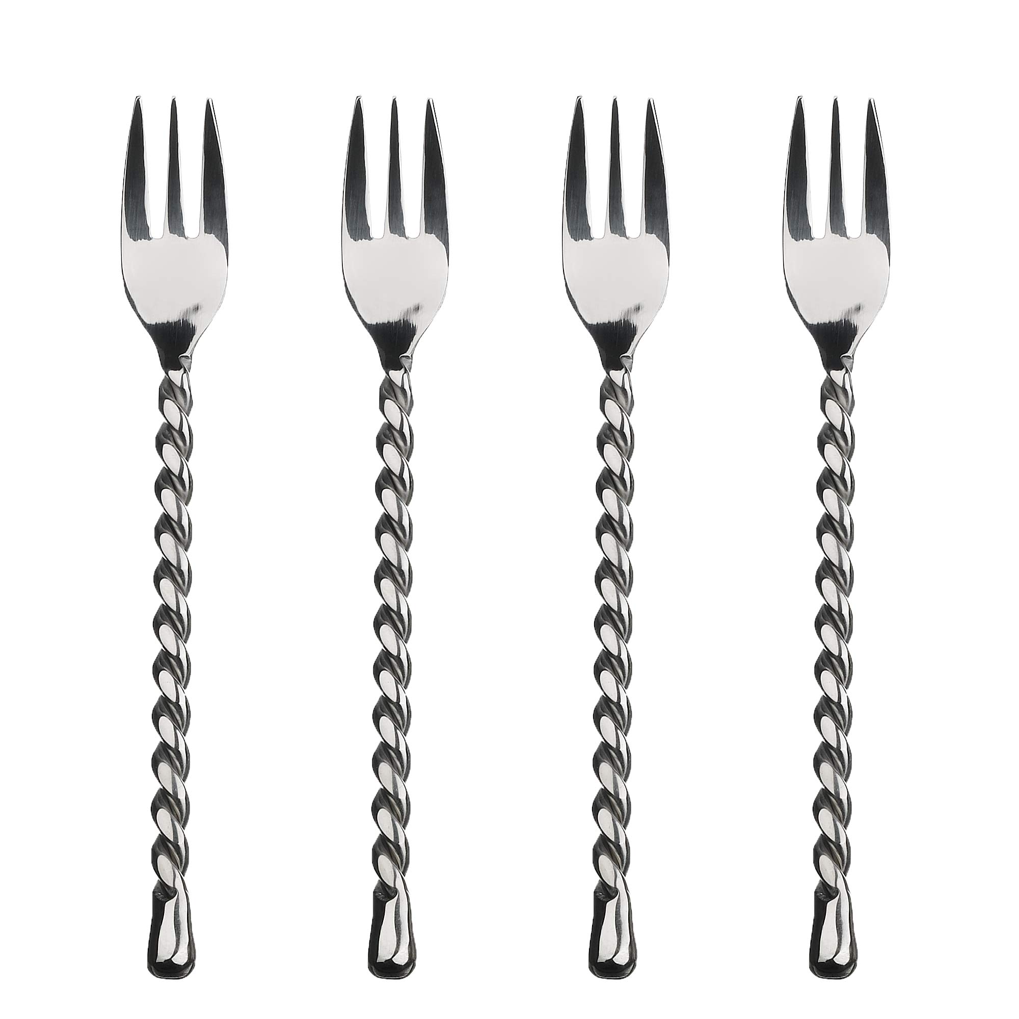 Gourmet Settings 4-Piece Cocktail Forks Set, Silver Tear Collection Polished Stainless Steel Silverware, Appetizer/Dessert/Seafood/Fruit, 6 Inches, Dishwasher Safe