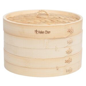 helen’s asian kitchen bamboo food steamer with lid, 10-inch