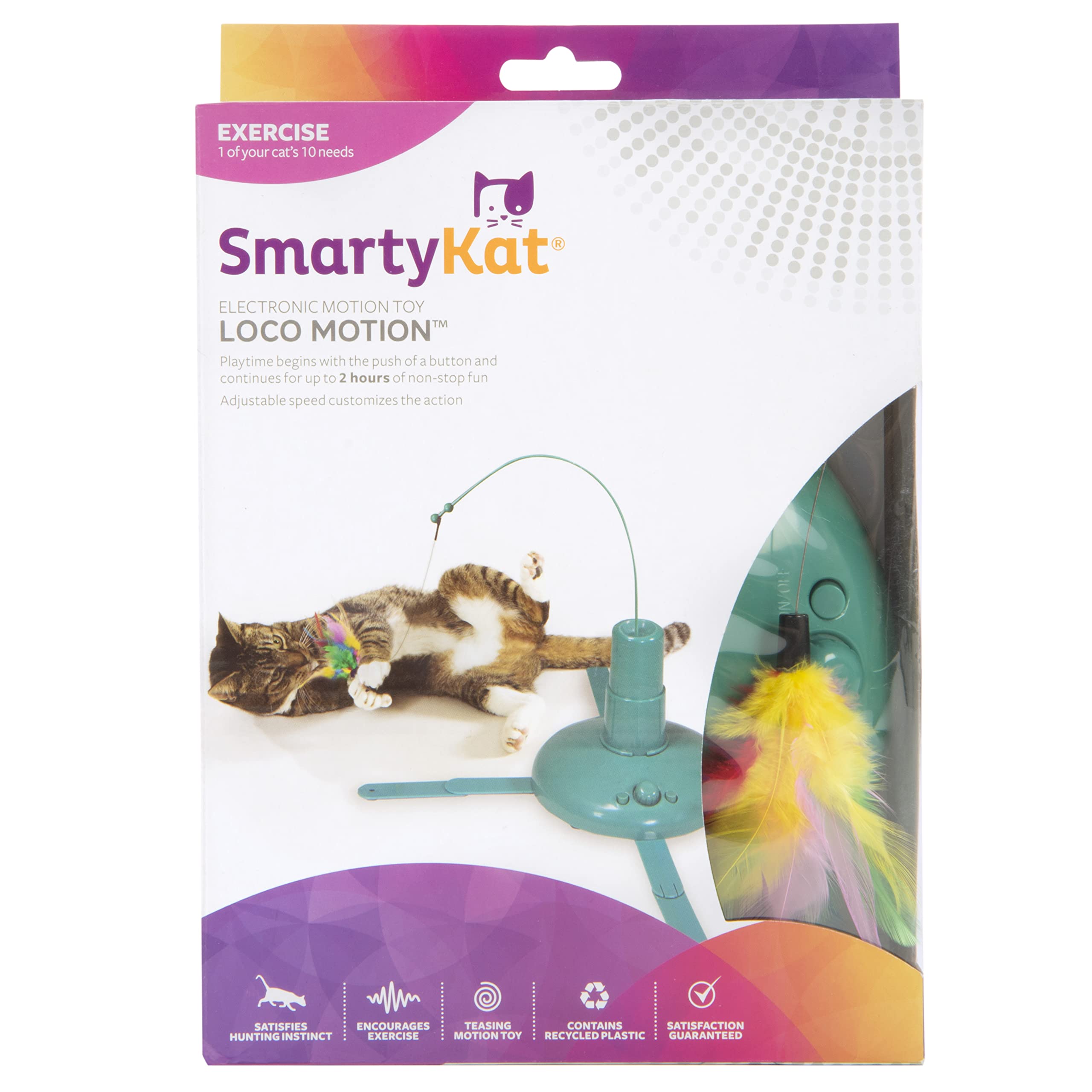 SmartyKat Loco Motion Electronic Motion Teaser Wand Cat Toy, Battery Powered - Blue, One Size