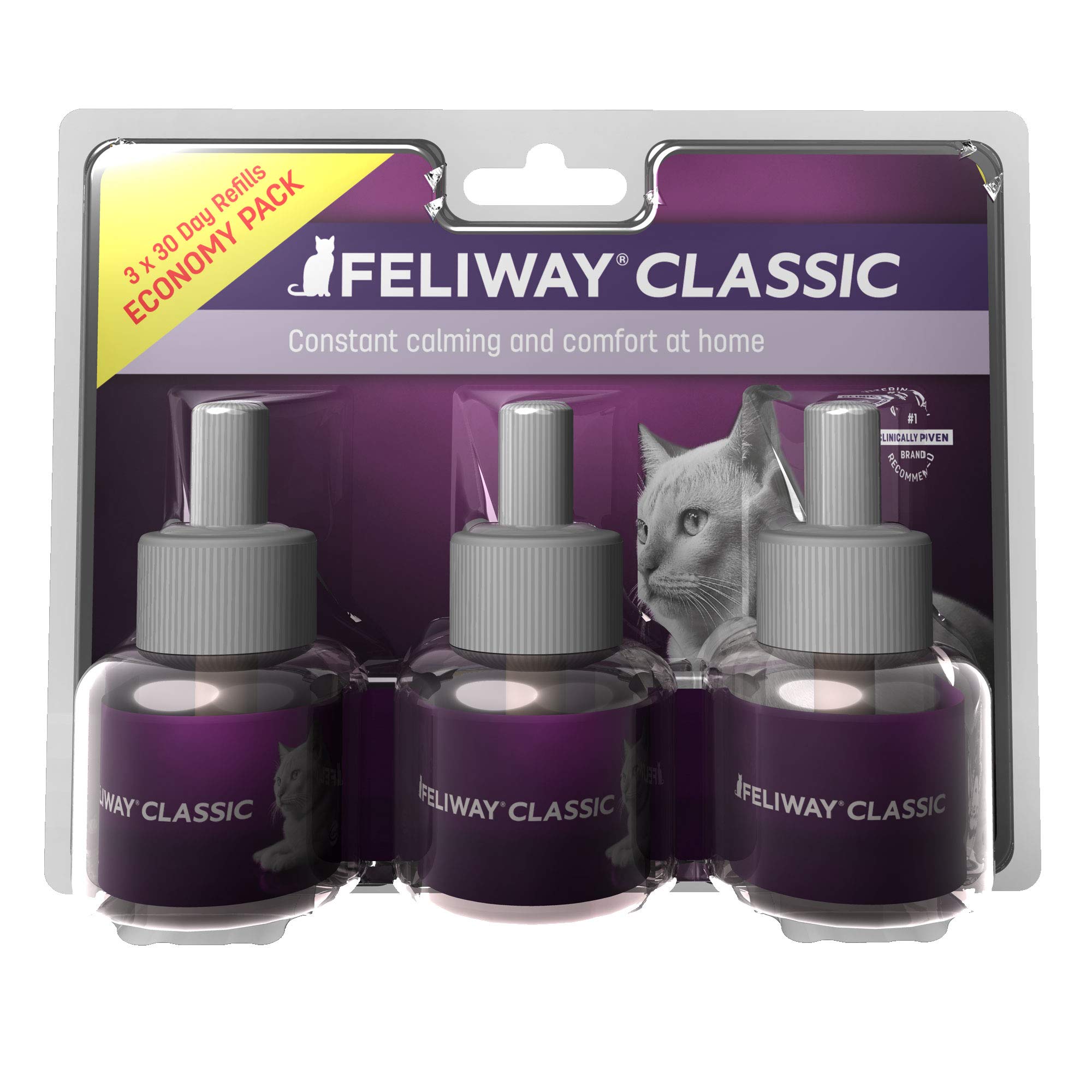 Feliway Classic Calming Diffuser Refill (3 Pack, 48 ml) | Reduce Problem, Scratching, Spraying, and Fighting | Constant Calm & Comfort At Home