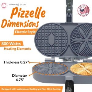 C. Palmer Original Non-Stick Pizzelle Iron, Model 1000T, Electric Pizelle Maker, Made in America