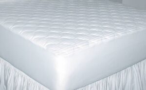 newpoint home deluxe 250-thread-count cotton damask stripe california king mattress pad white