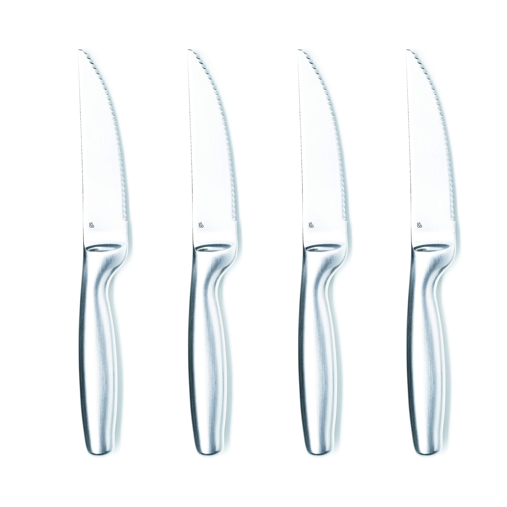 Gourmet Settings Steak Set of 4, Stainless Steel Serrated Knives Dishwasher Safe/Rust Proof Dinner Cutlery Blade, Professional Kitchen Knife Set