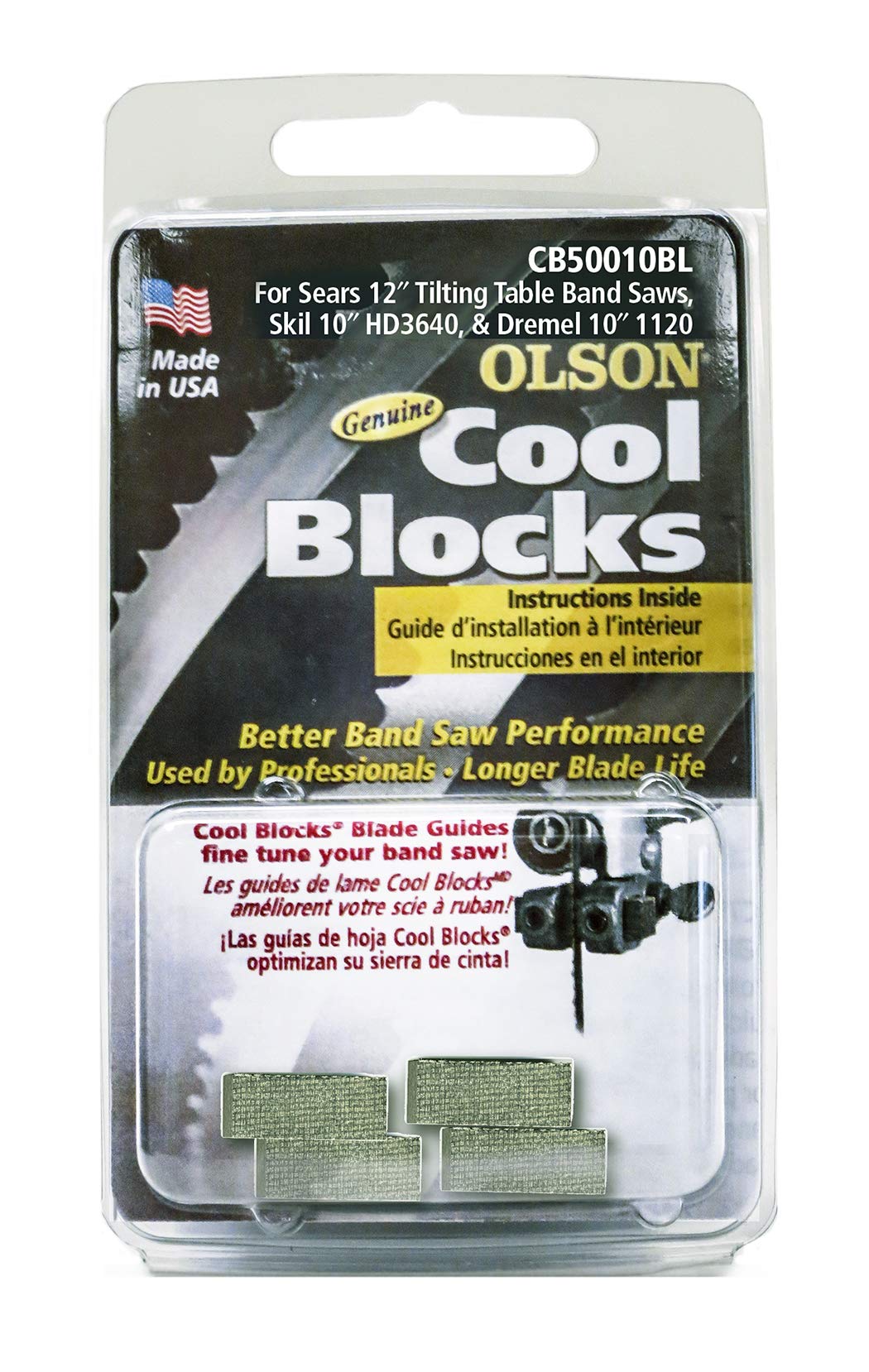 OLSON SAW CB50010BL 12-Inch Sears TTB Band Saw Accessory Cool Blocks