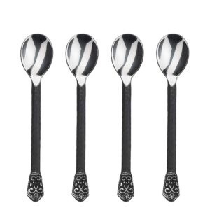 gourmet settings 4-piece mini spoons set, avalon collection matte/polished small stainless steel teaspoons, demitasse espresso cutlery, dishwasher safe