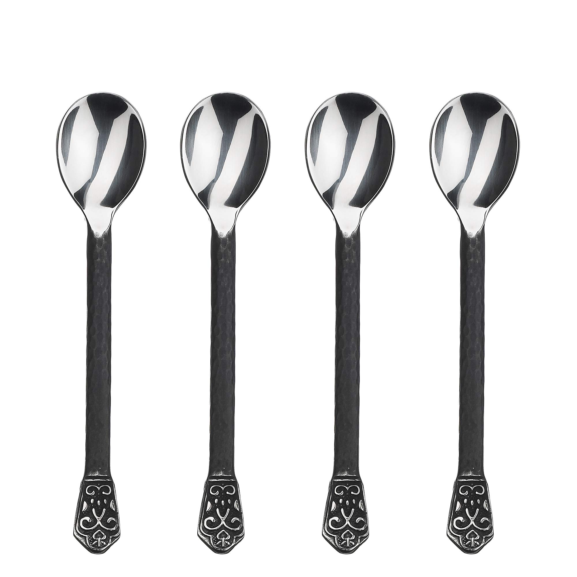 Gourmet Settings 4-Piece Mini Spoons Set, Avalon Collection Matte/Polished Small Stainless Steel Teaspoons, Demitasse Espresso Cutlery, Dishwasher Safe