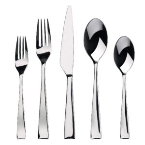 gourmet settings 20-piece silverware strand collection. polished stainless steel flatware sets, service for 4-kitchen cutlery utensils knife/fork/spoons, dishwasher safe, silver