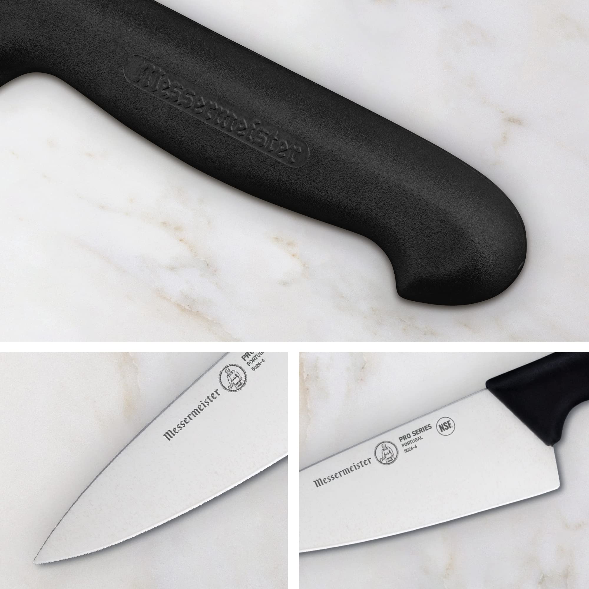 Messermeister Pro Series 6” Wide-Blade Chef’s Knife - German X50 Stainless Steel & NSF-Approved PolyFibre Handle - 15-Degree Edge, Rust Resistant & Easy to Maintain - Made in Portugal