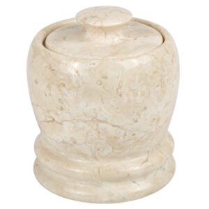 creative home 74198 natural champagne marble cotton ball and swab holder, 3-5/8" diam. x 4-3/4" h