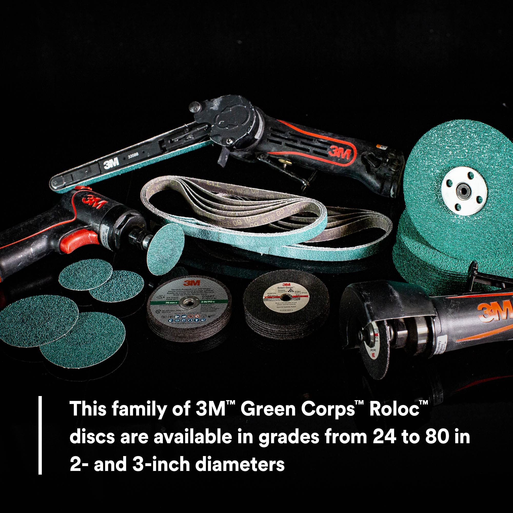 3M Green Corps Roloc Disc 36536, 80+ Grit, 3 in, Pack of 25 Heavy Duty, Quick Change Discs for Grinding, Coating Removal, Fast Cutting