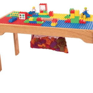 Fun Builder Table-Compatible with DUPLO® Brand Blocks-Built in Storage 32" x 16" Built in Block Storage-Made in USA-Premium Fully Assembled Wood Frame with Wood Legs-Ages 5 and Younger