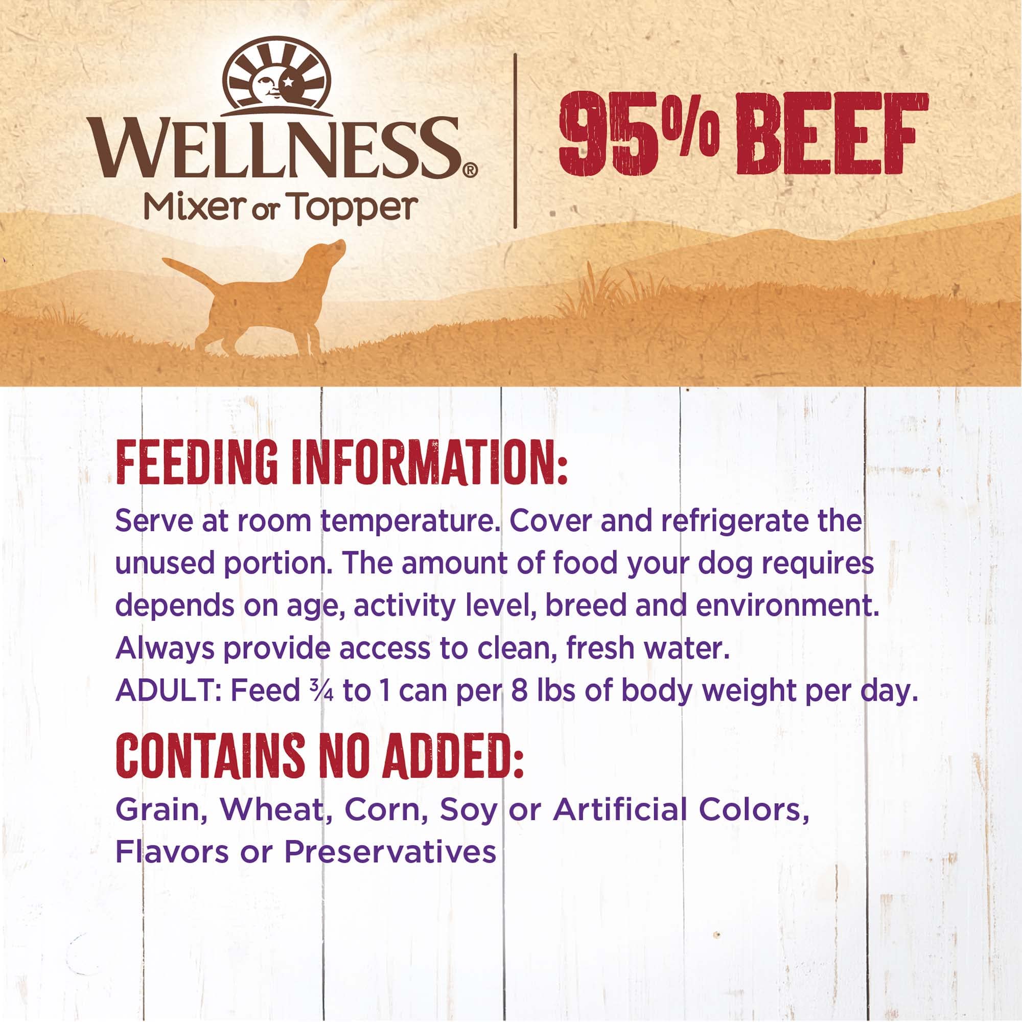 Wellness Natural Pet Food 95% Beef Natural Wet Grain Free Canned Dog Food, 13.2-Ounce Can (Pack of 12)