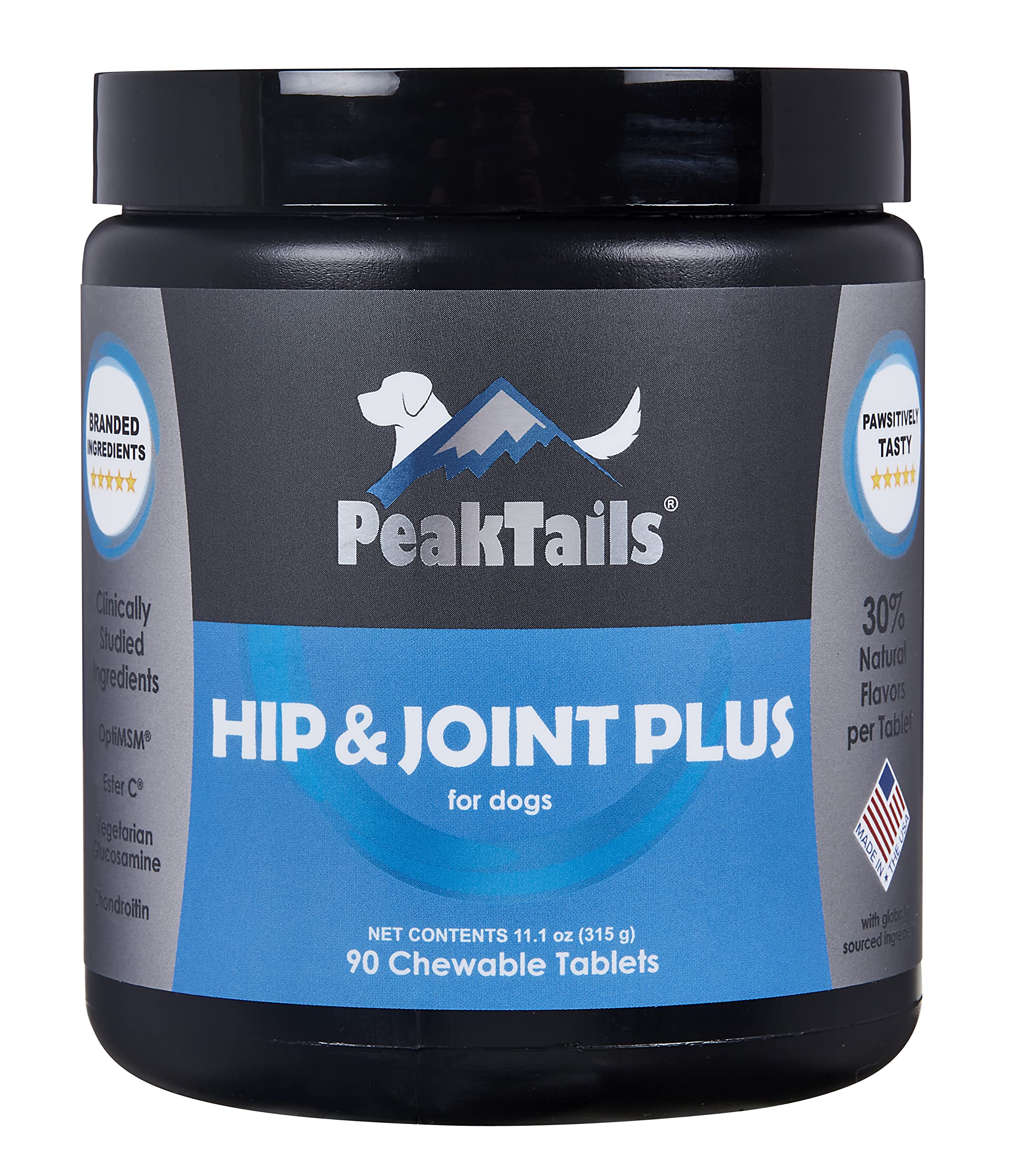 KALA HEALTH PeakTails Arthrix Plus, 90 Count Tablets, Provides Hip & Joint Support for Dogs, Formulated with Clinically Studied Ingredients, MSM, Glucosamine, Chondroitin