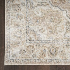 Nourison Astra Machine Washable Traditional Beige 2'2" x 4' Area -Rug, Easy -Cleaning, Non Shedding, Bed Room, Living Room, Dining Room, Kitchen (2x4)