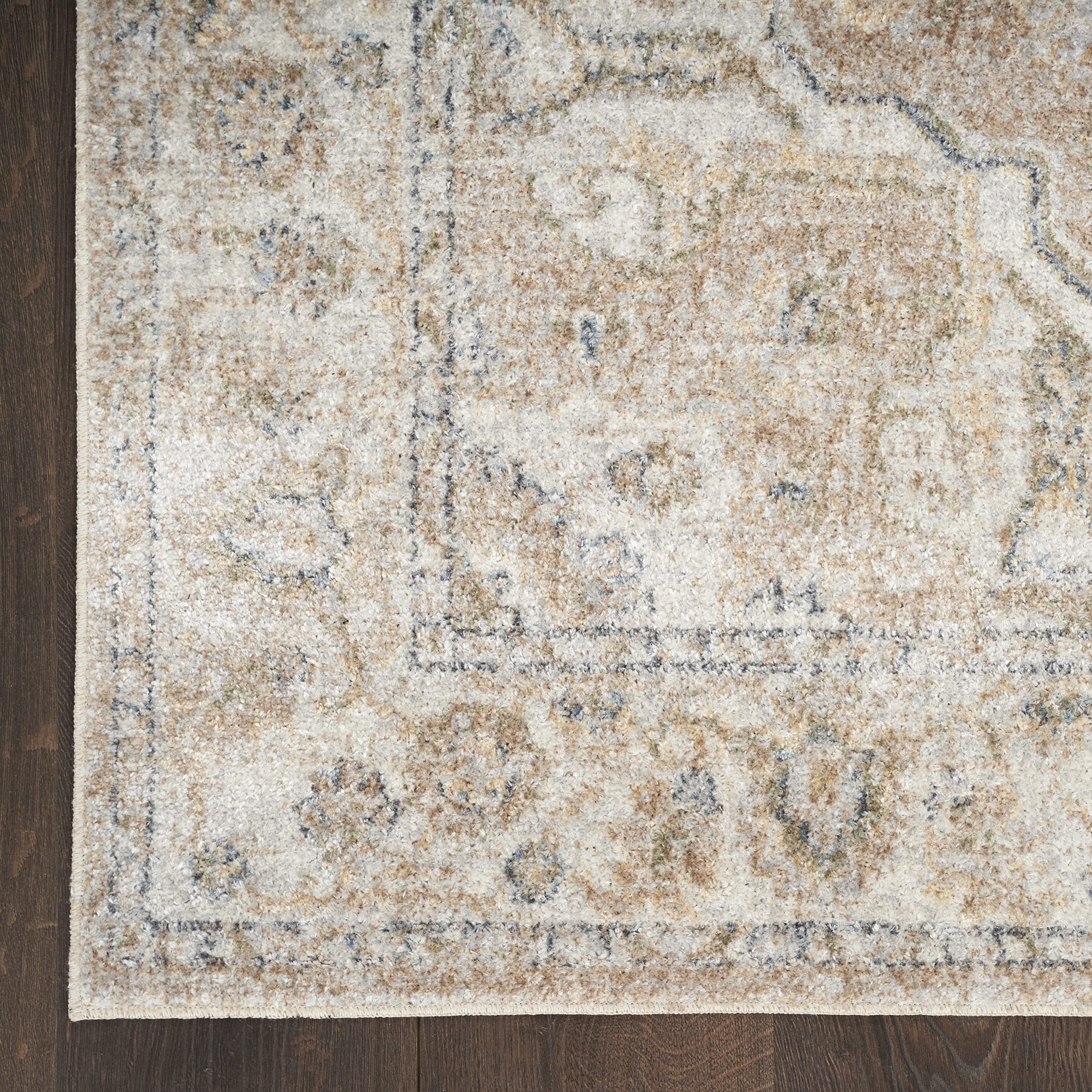 Nourison Astra Machine Washable Traditional Beige 2'2" x 4' Area -Rug, Easy -Cleaning, Non Shedding, Bed Room, Living Room, Dining Room, Kitchen (2x4)