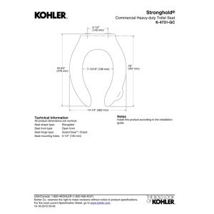 KOHLER Stronghold Seat Q.C. W/Check Hinge