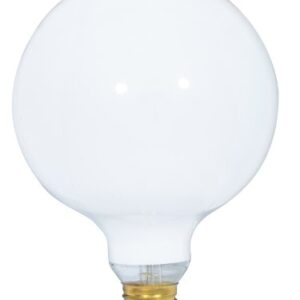 Satco S3003 120-Volt 100-Watt G40 Medium Base Light Bulb, Gloss White