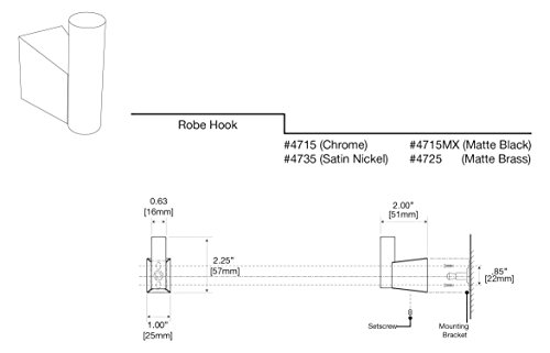 Gatco 4735 Bleu Robe Hook, Satin Nickel