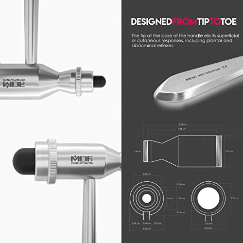 MDF Instruments, Tromner Neurological Reflex Hammer with Pointed tip Handle for cutaneous and Superficial responses - Free-Parts-for-Life & Lifetime Warranty - Black (MDF555-11)