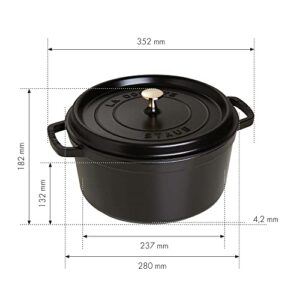 STAUB Cast Iron Dutch Oven 7-qt Round Cocotte, Made in France, Serves 7-8, Black Matte