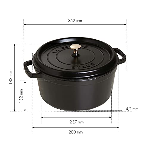 STAUB Cast Iron Dutch Oven 7-qt Round Cocotte, Made in France, Serves 7-8, Black Matte