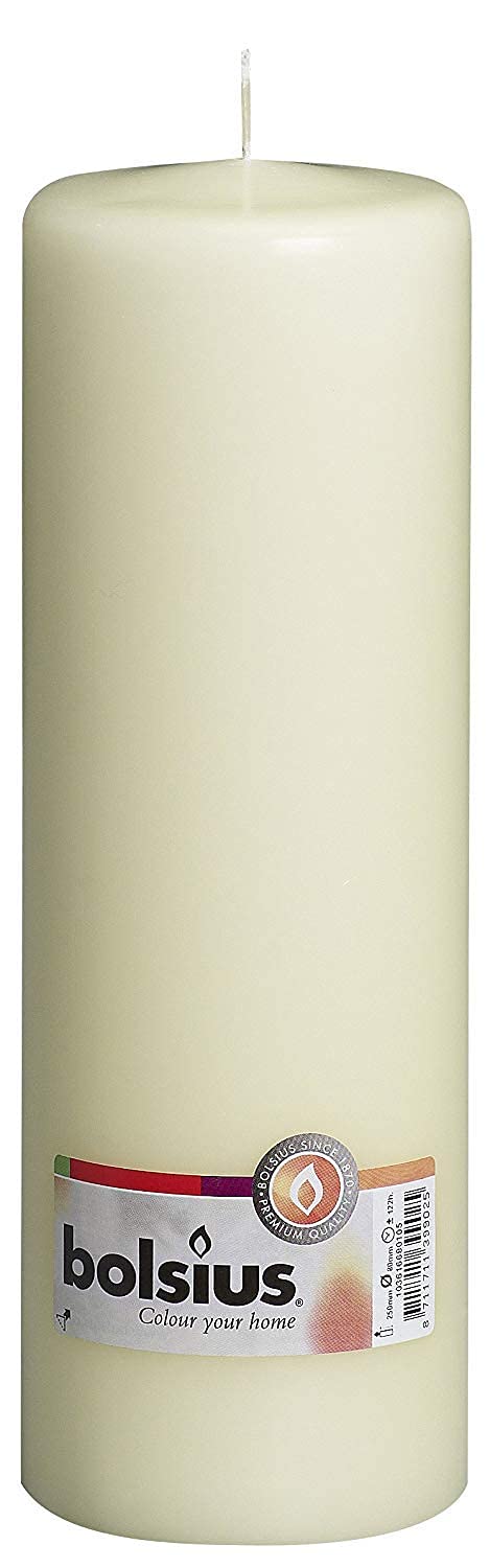 BOLSIUS Ivory Pillar Candle Large - 3 x 10 Inches - 115 Hours Burn Time - Premium European Quality - Smooth And Smokeless Flame - Relight Unscented Wedding, Dinner, Party, And Special Occasion Candle