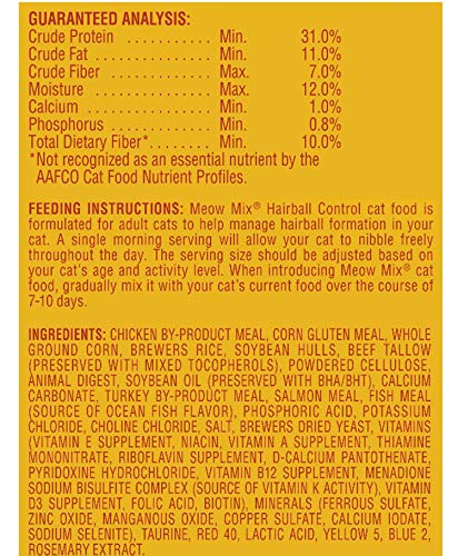 Meow Mix Hairball Control Formula - 6.3 lb