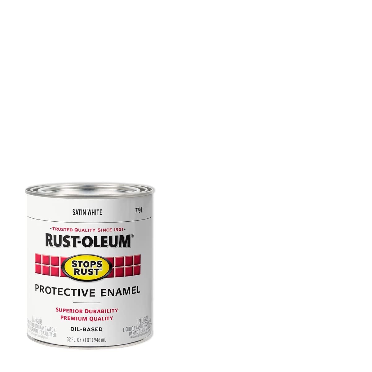 Rust-Oleum 7791502 Protective Enamel Paint Stops Rust, 32-Ounce, White Satin Finish