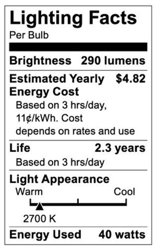 Satco S3720 130V Medium Base 40-Watt A15 Light Bulb, Clear