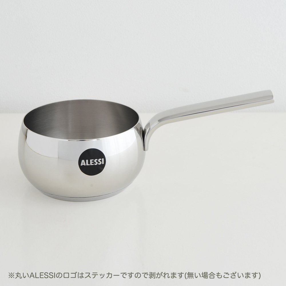 Alessi, "MAMI", Long handled saucepan in 18/10 stainless steel mirror polished,1 qt 2 oz