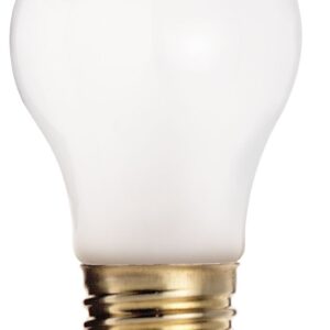 Satco S3949 130V Medium Base 15-Watt A15 Household Lamp, Frosted,White