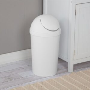 Sterilite White 12 Qt Swing-Top Wastebasket