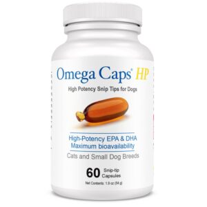 omega-caps hp snip tips for cats & smaller dogs - omega 3, epa, dha, vitamins, minerals, antioxidants - support immune system, joints, heart, and brain - 60 capsules