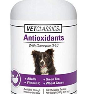 Vet Classics Antioxidants with Coenzyme Q-10 for Dogs, with Alfalfa, Green Tea, Vitamin C, & Wheat Grass, 120 Chewable Tablets