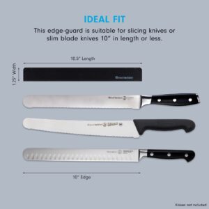 Messermeister 10” Slicer Edge-Guard, Black - Fashionable & Functional Knife Protector for Carving & Slim-Blade Knives - 2 Blade Entry Notches - 10.5” x 0.9375”