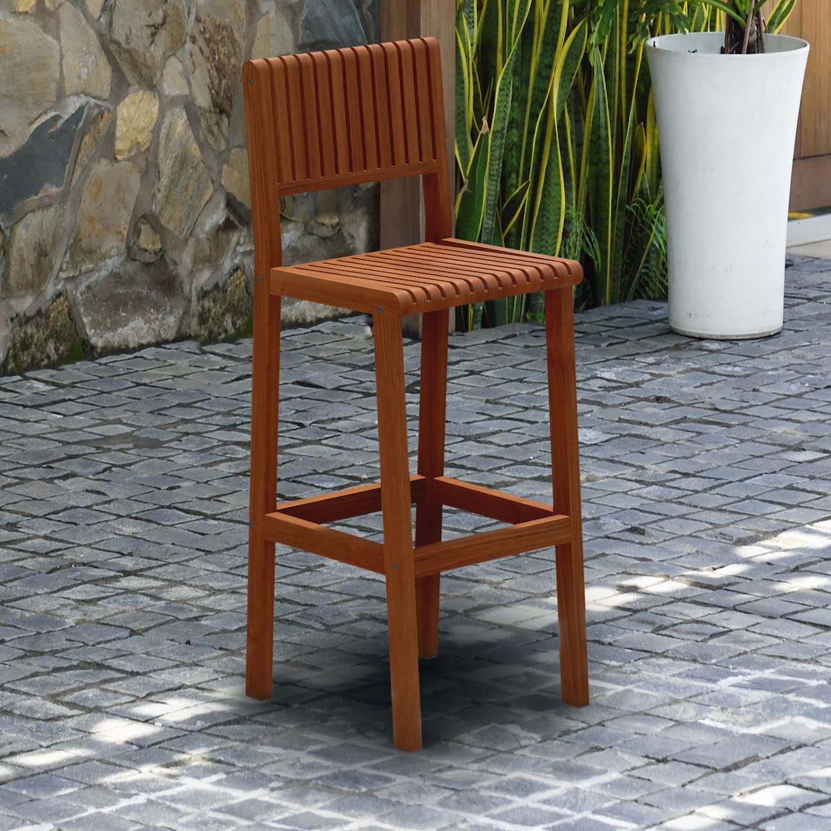 Amazonia Ibiza Eucalyptus Barstool, Light Brown, 18lx17wx47h (BT 215)