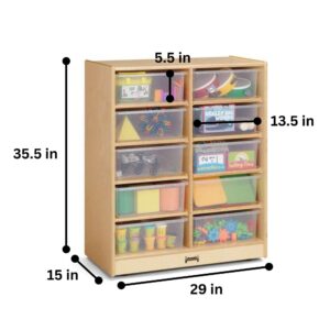 Jonti-Craft 29150JC 10 Tub Mobile Storage with Clear Tubs - Kids Classroom Storage Shelves