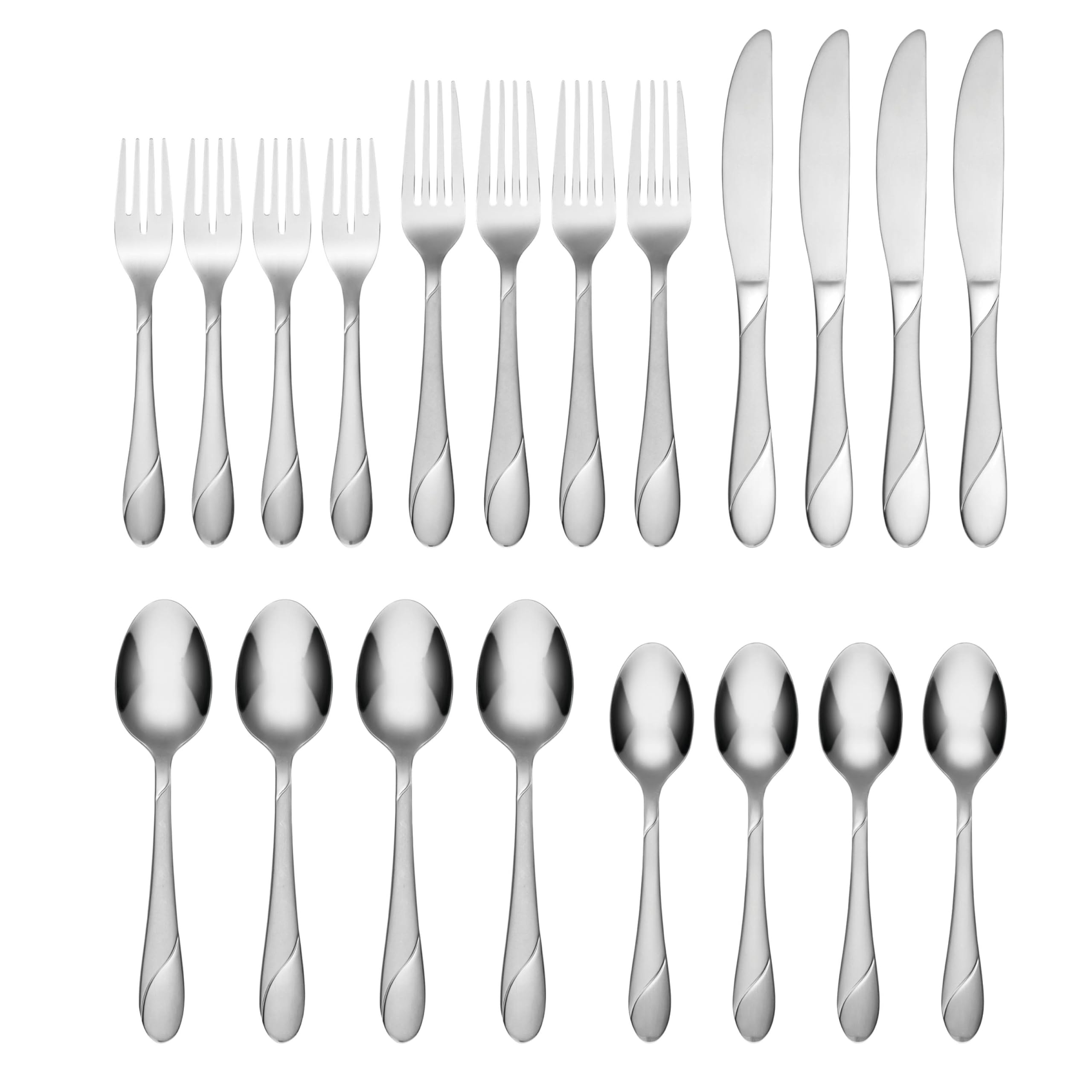 Cambridge Swirl Sand Piece Flatware Set, 20 Count, Silver