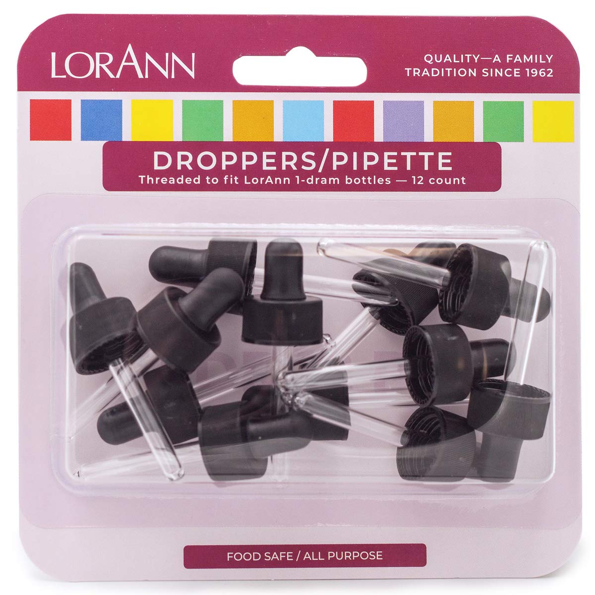 LorAnn Dropper, Small Threaded ( for 1 dram bottles) 4 piece package - blistered